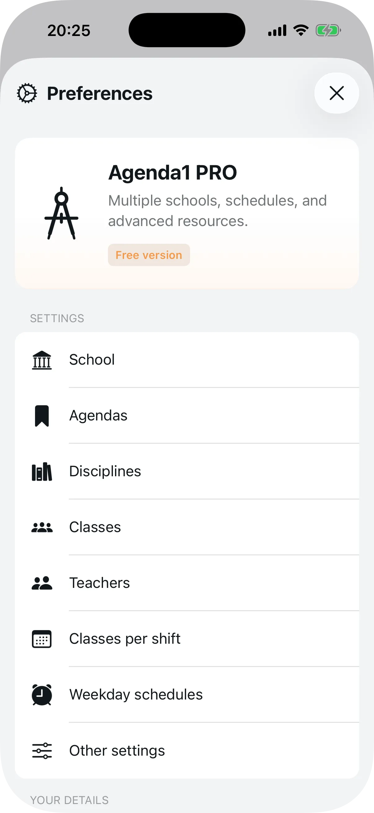 Administrator dashboard with agenda carousel and today's bookings