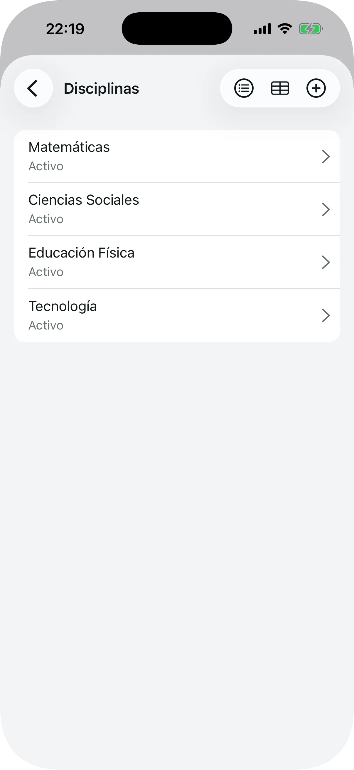 Modal de importación y exportación de asignaturas por CSV