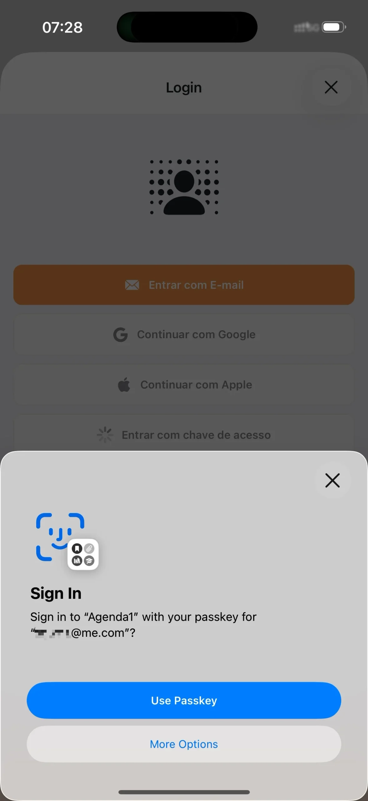 Authentication prompt when signing in with a passkey
