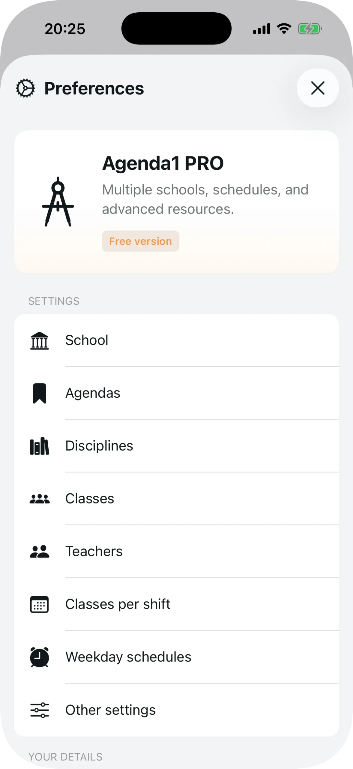Administrator dashboard with agenda carousel and today's bookings