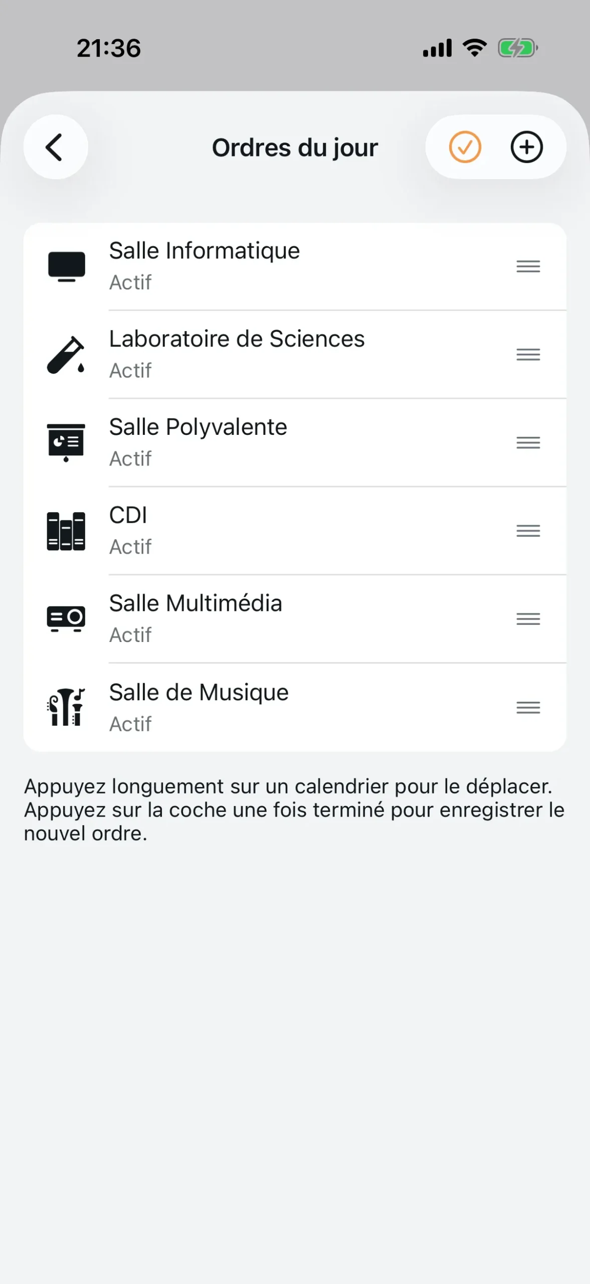 Mode de réorganisation des agendas par glisser-déposer