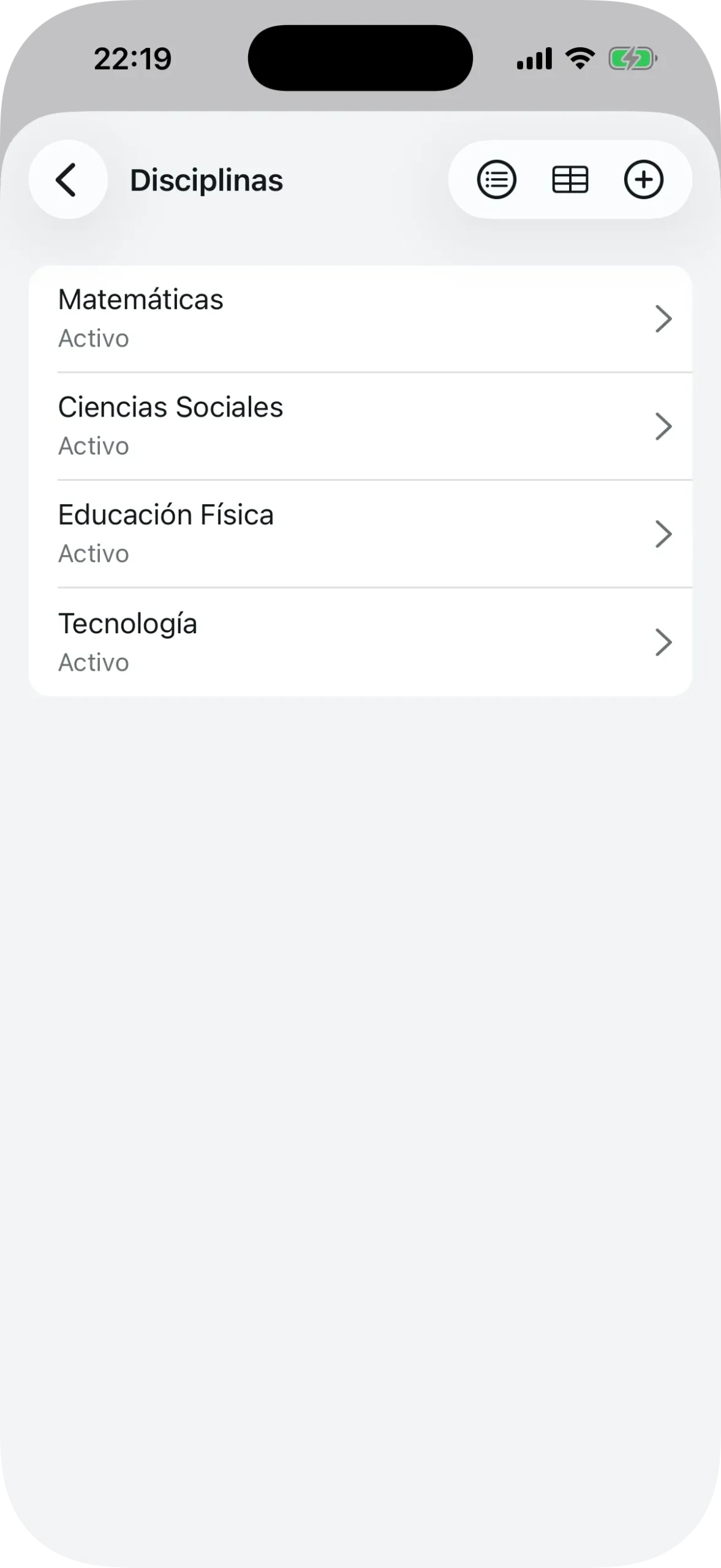 Modal de importación y exportación de asignaturas por CSV